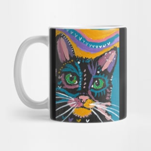 colorful cat face abstract Mug